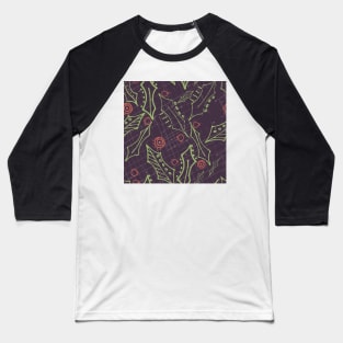 Holly leaves and berries. deep gray purple Baseball T-Shirt